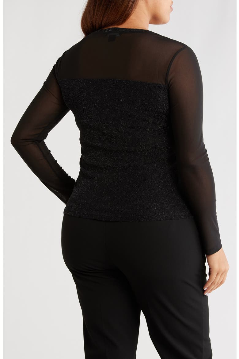 Sparkle Mesh Tee, Alternate, color, BLACK