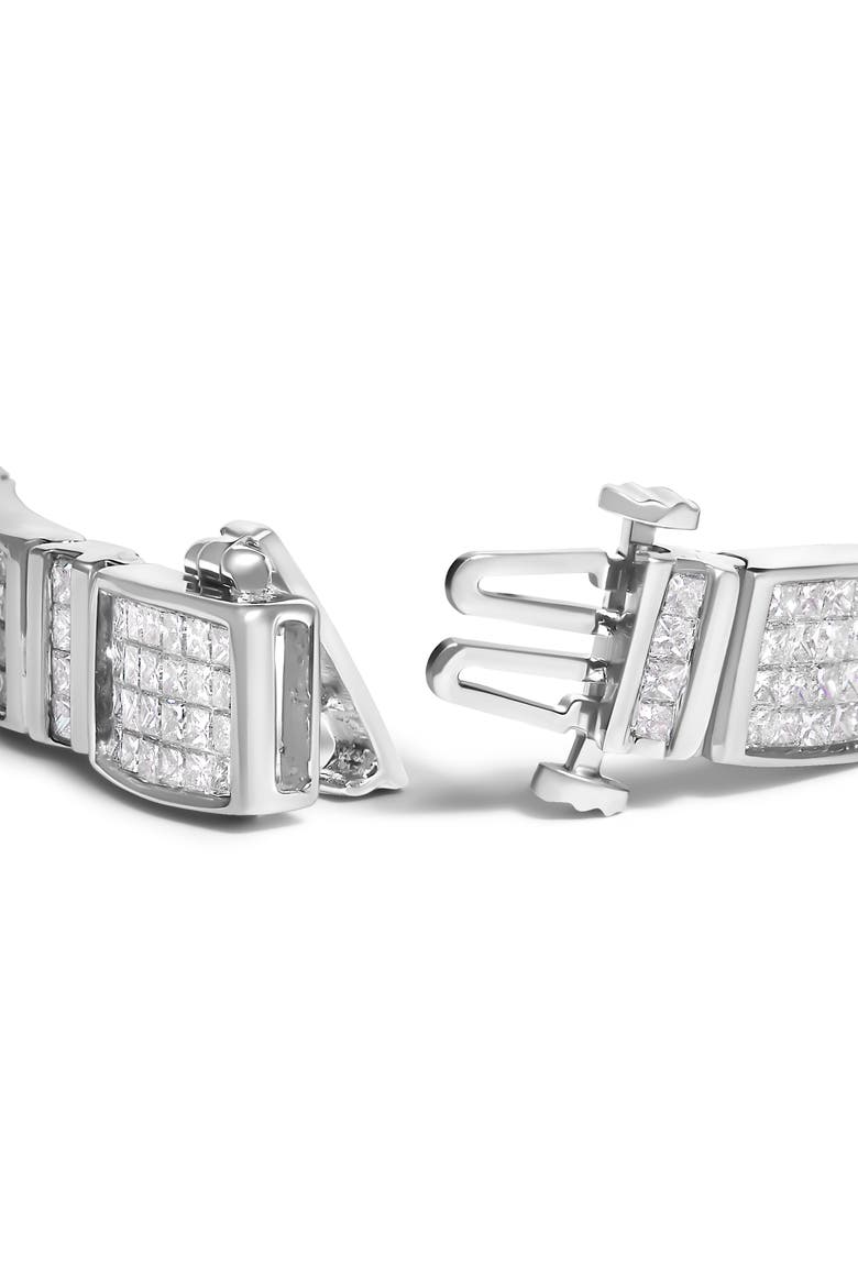 14K White Gold 7.0 Cttw Diamond Rectangular Link Tennis Bracelet, Alternate, color, White