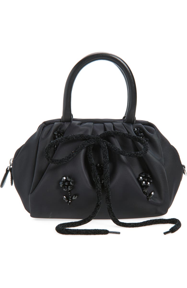 Simone Rocha Mini Embellished Pleated Top Handle Bag, Main, color, Black/ Black/ Jet