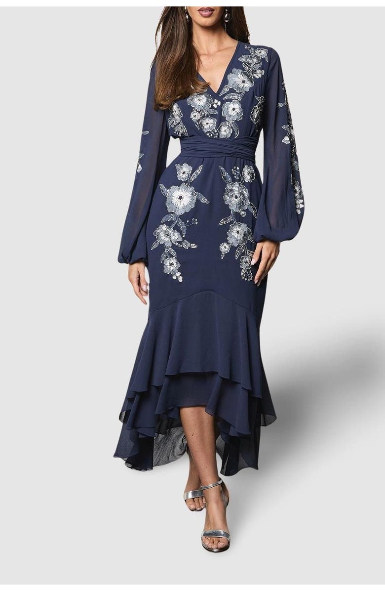 Coast Embellished High Low Maxi Dress, Alternate, color, Navy