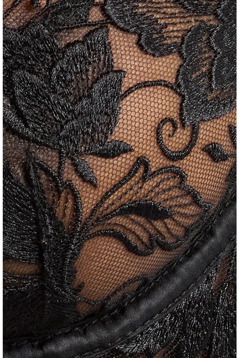 Gabriella Embroidered Mesh Underwire Bra, Alternate, color, BLACK