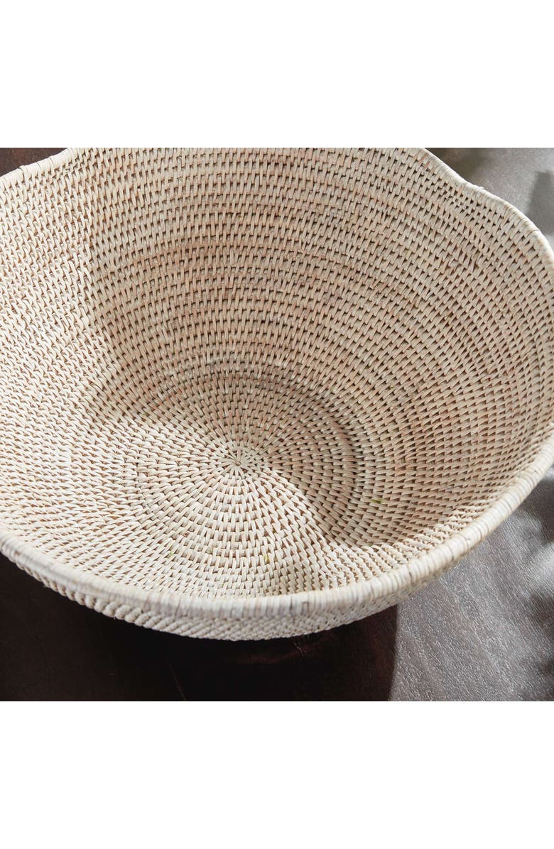 Napa Home & Garden Burma Rattan Scalloped Edge Bowl Large, Alternate, color, White