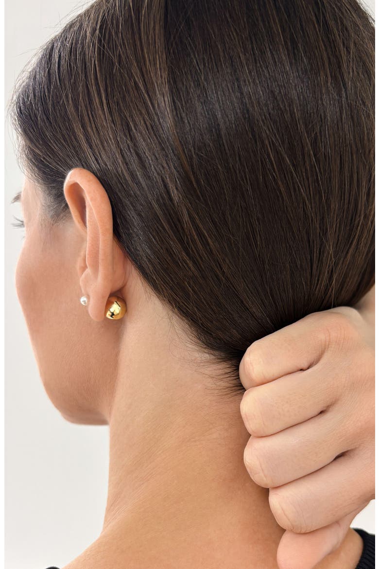 Spring 2022 14K Yellow Gold Plated Imitation Pearl Double Sided Ball Earrings, Alternate, color, YELLOW