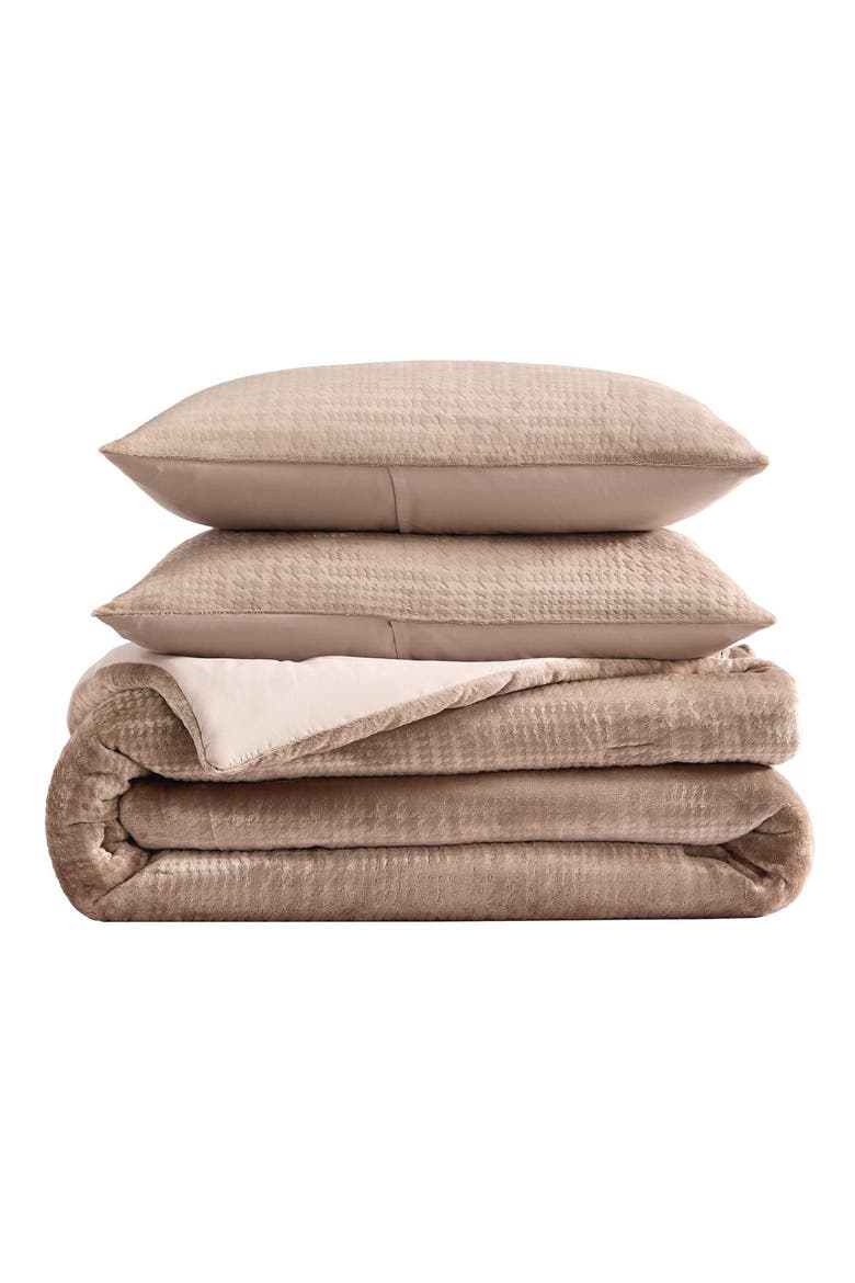 Hudson Houndstooth Comforter Set, Main, color, MINK BROWN