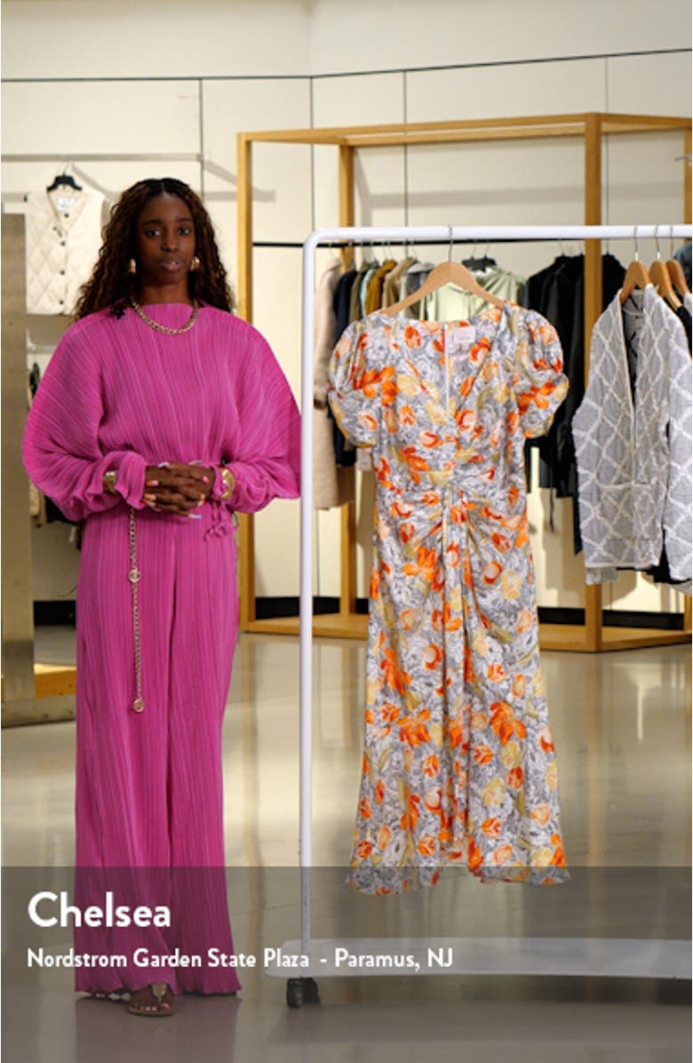 Floral Center Ruched Button Front Dress, sales video thumbnail