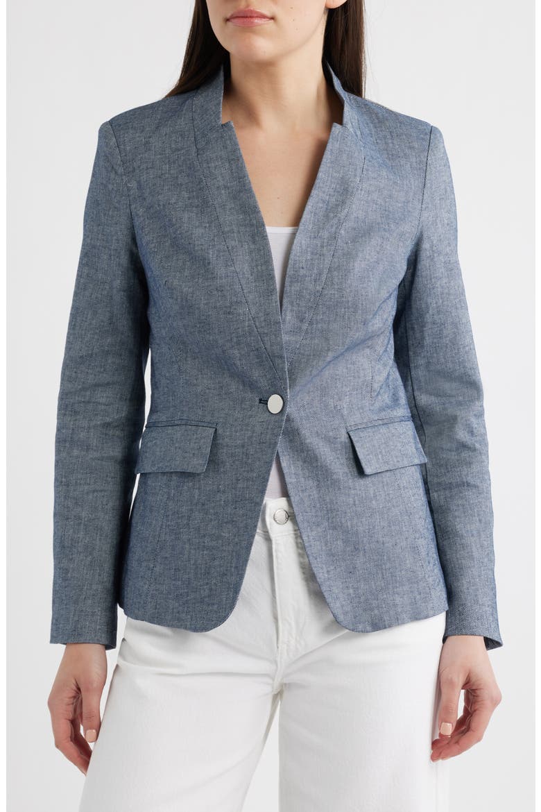 One-Button Blazer, Alternate, color, INDIGO