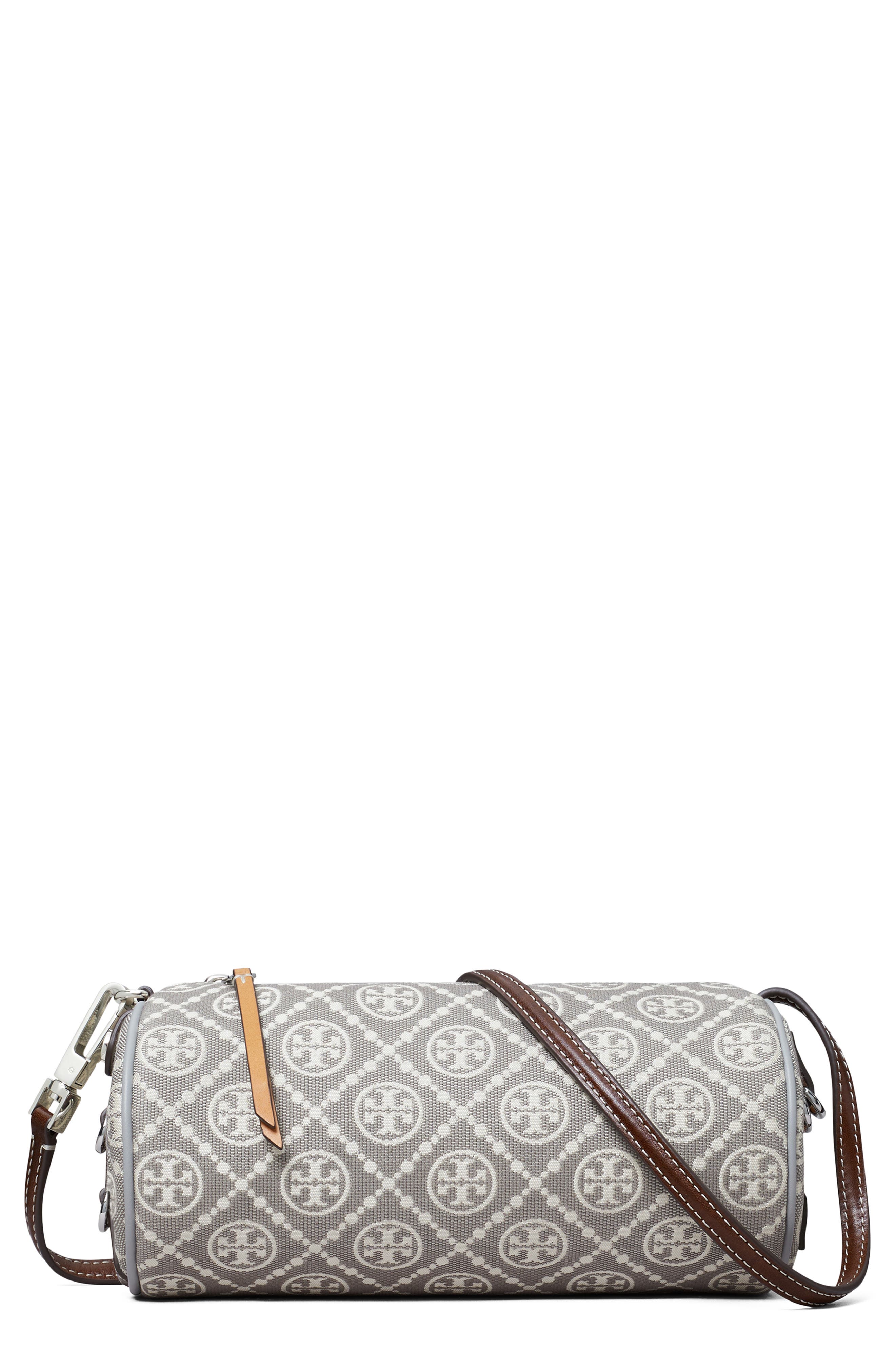 Tory Burch T Monogram Utility Cylinder Shoulder Bag, Main, color, Gray