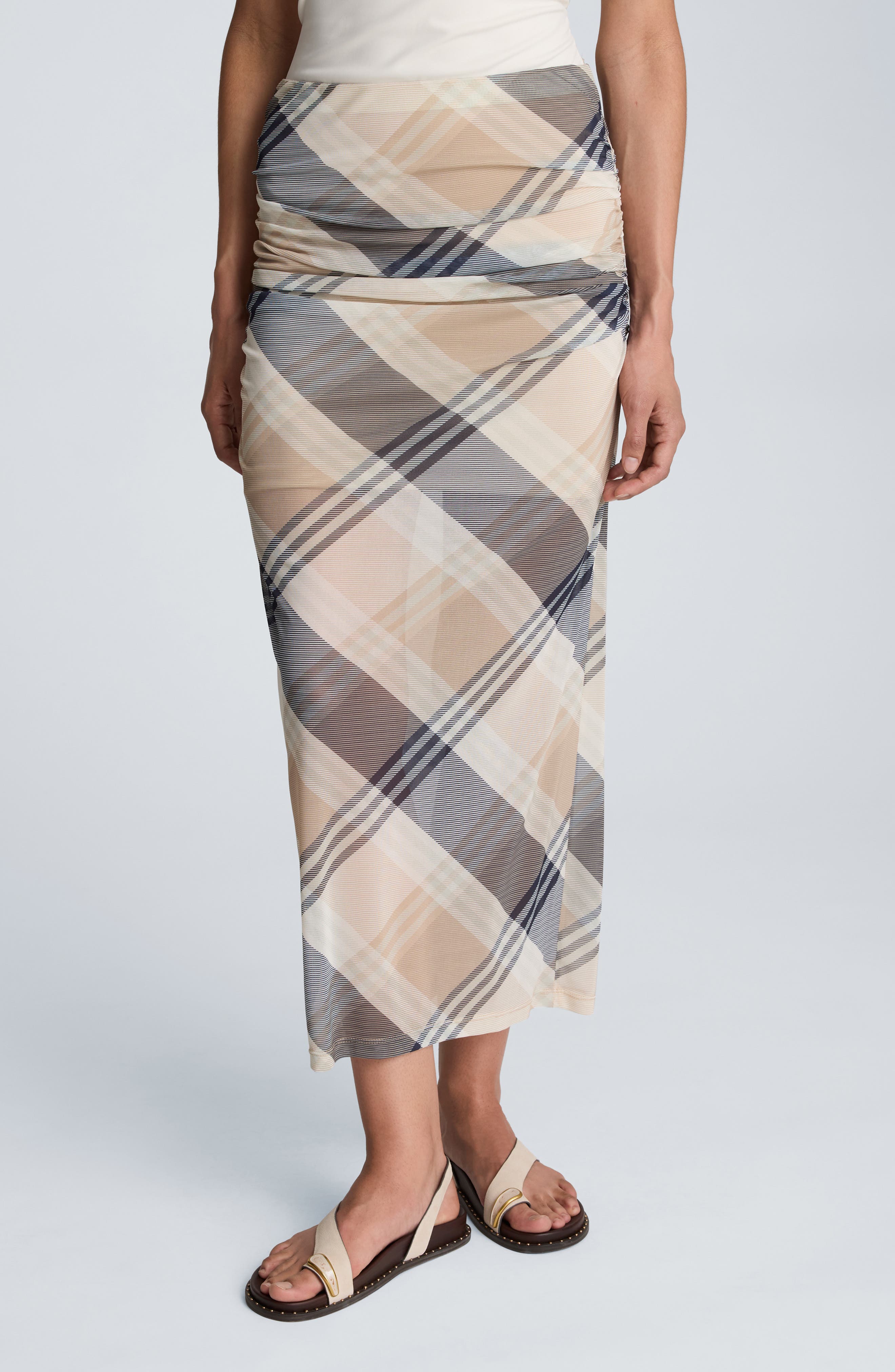 Side Ruched Midi Skirt