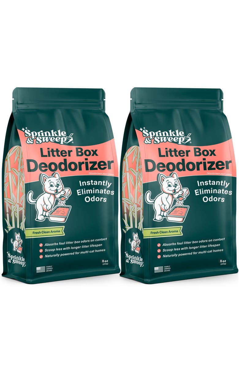 Sprinkle & Sweep Litter Box Deodorizer 2 Pack, 8oz Bags, Main, color, Green
