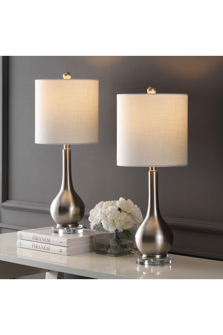 Dylan 25" Metal/Crystal Teardrop LED Table Lamp, Alternate, color, Nickel