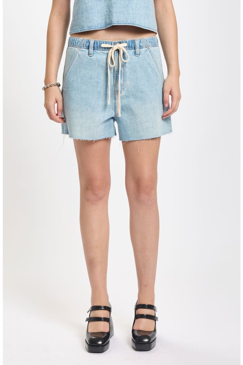 Poolside Denim Cutoff Drawstring Shorts, Main, color, CHARMED