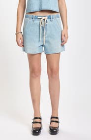 DAZE Poolside Denim Cutoff Drawstring Shorts