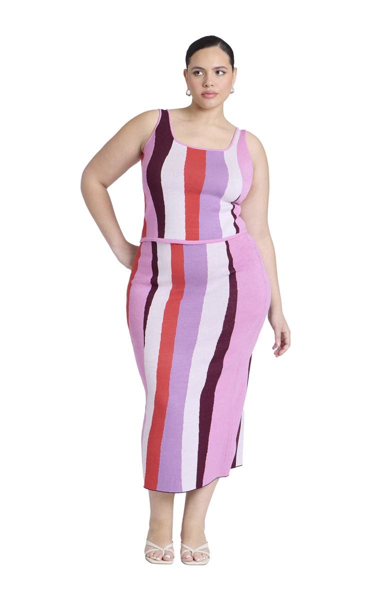 ELOQUII Intarsia Column Skirt, Main, color, Lavender Tomato Wave