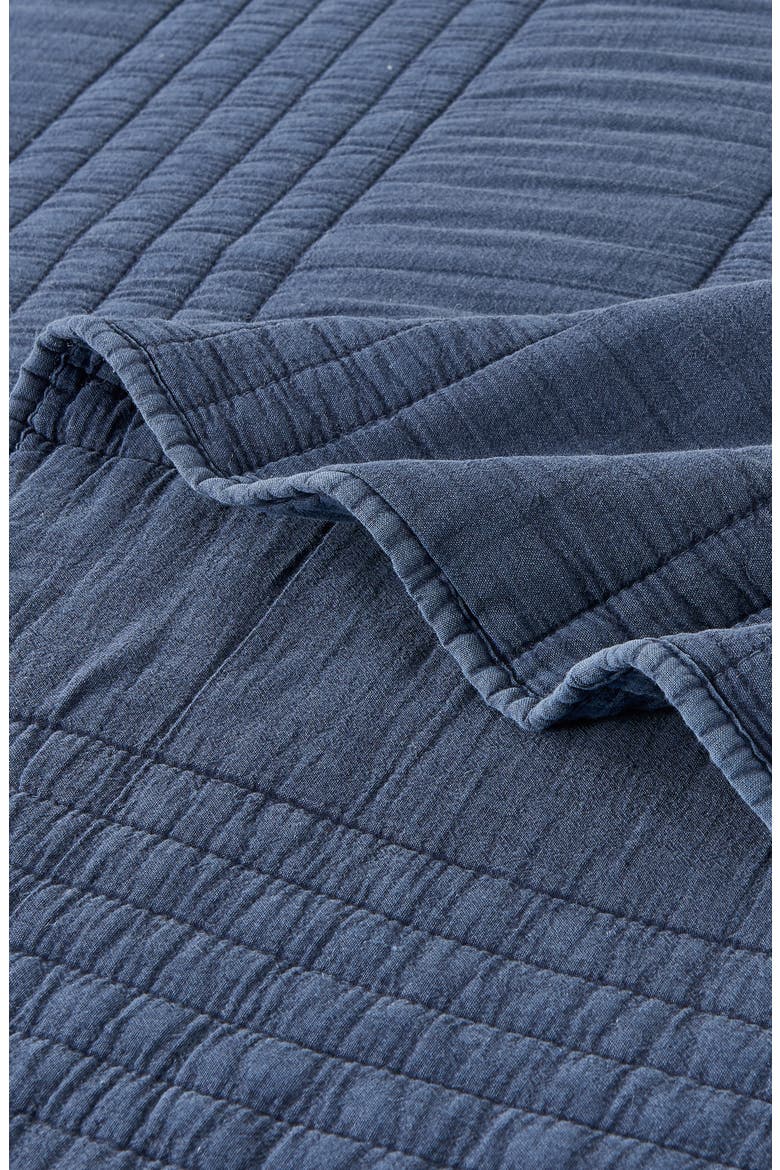 Stone Washed Cotton Quilt & Sham Set, Alternate, color, NAVY