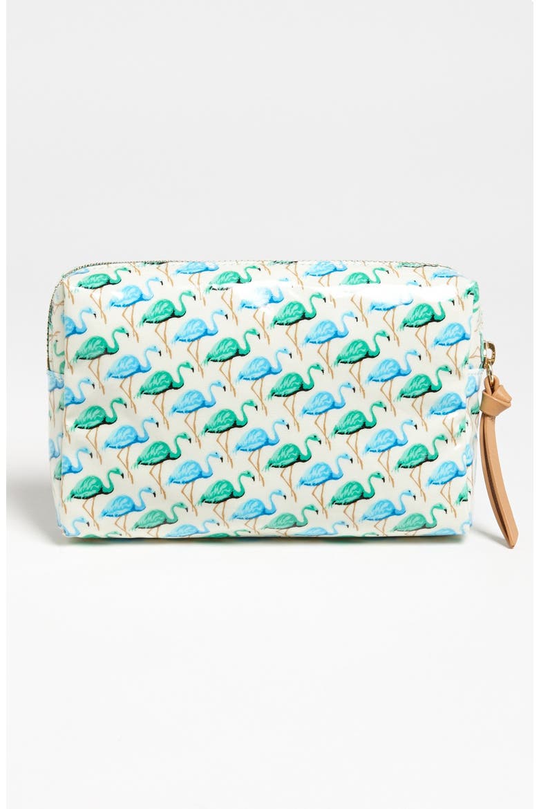 'Slim Brigitte' Cosmetics Case, Alternate, color, MINT MULTI FLAMINGO