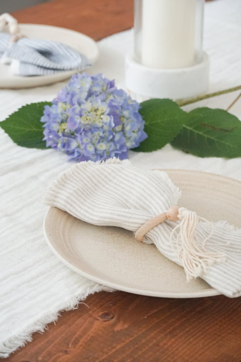So Soft Linen Fringe Napkins, Alternate, color, Navy Blue