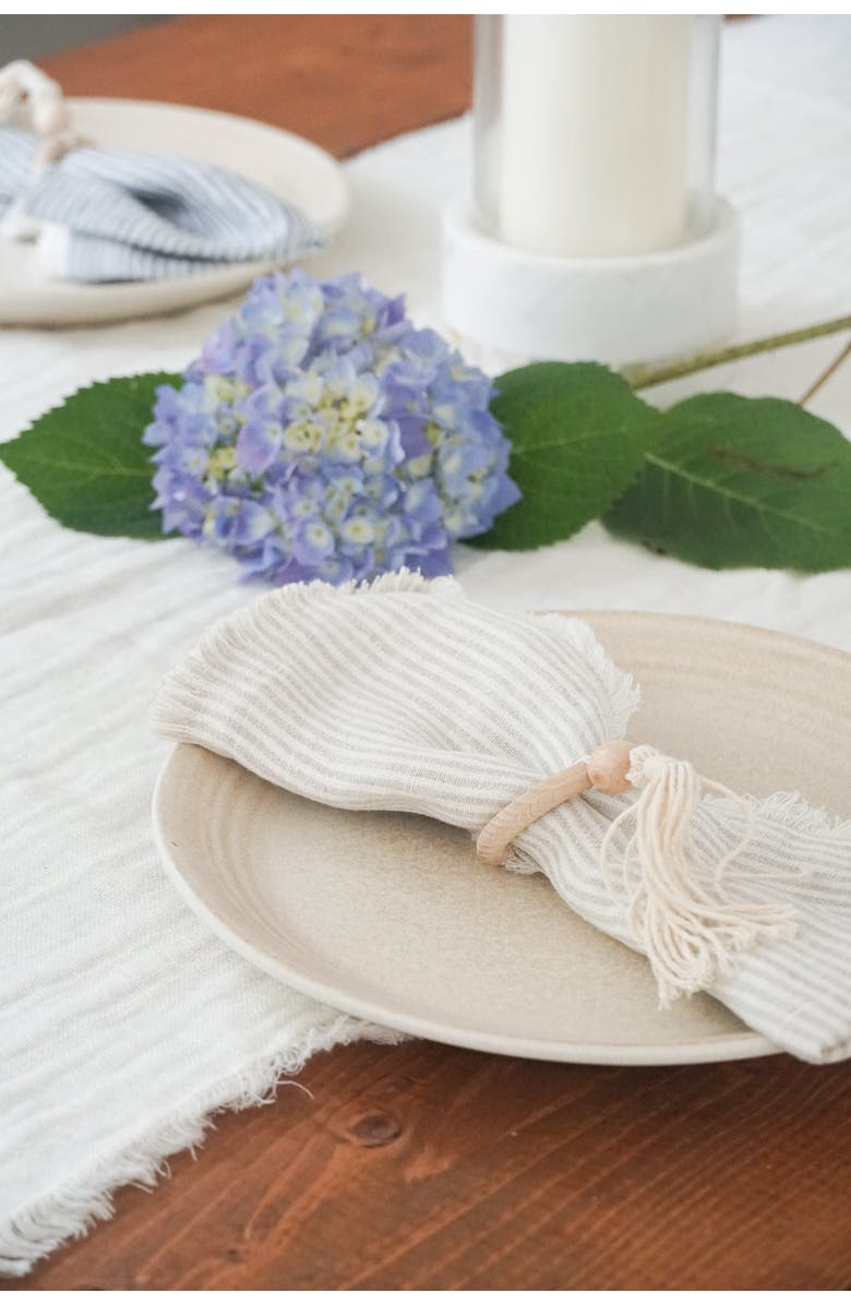 Anaya So Soft Linen Fringe Napkins, Alternate, color, Natural Beige