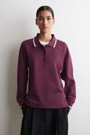 COS Contrast-Tipped Cotton Polo Top