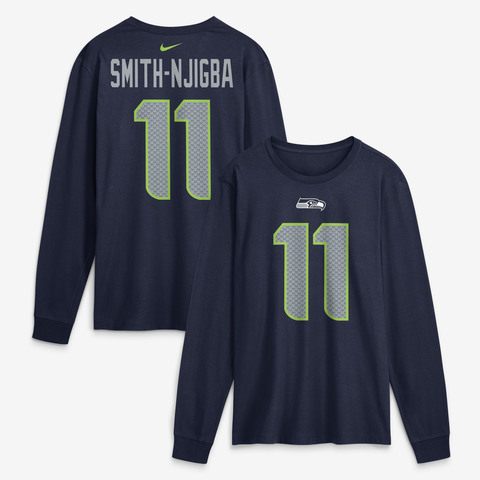 Men's Nike Jaxon Smith-Njigba College Navy Seattle Seahawks Name & Number Long Sleeve T-Shirt