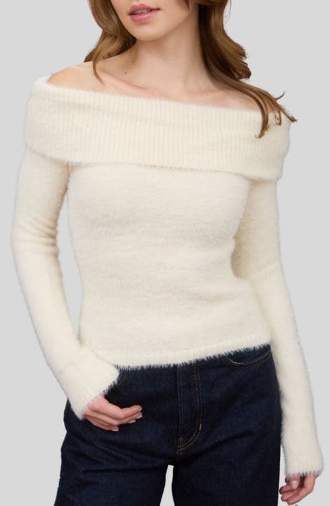 Off-the-Shoulder Long Sleeve Sweater