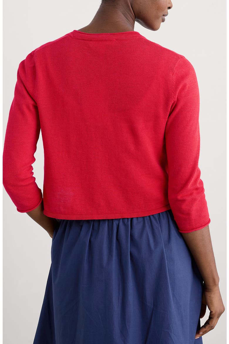 Vanessa Organic Cotton Open Front Crop Cardigan, Alternate, color, KNIT MELANGE SCARLET