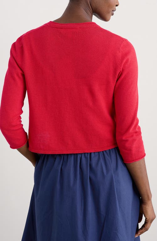 Seasalt Cornwall Vanessa Organic Cotton Open Front Crop Cardigan In Knit Melange Scarlet