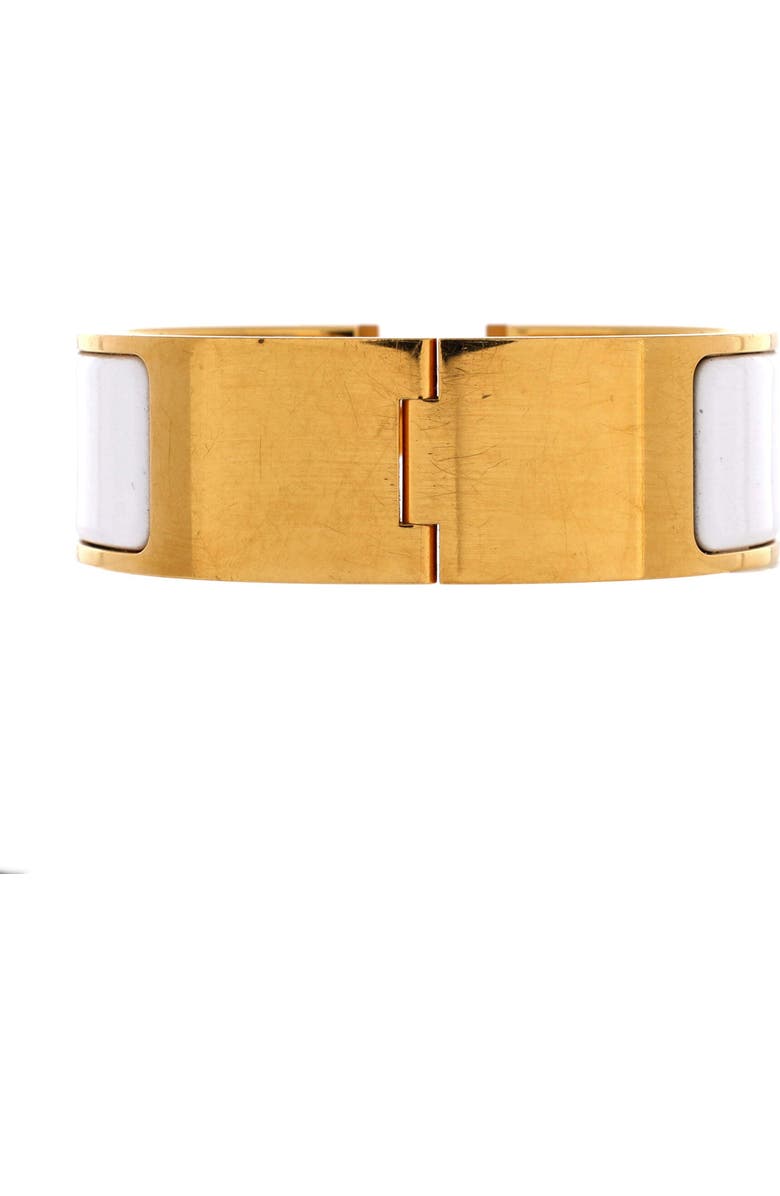 Pre-Owned Hermes Clic H Bracelet Enamel Wide, Alternate, color, White