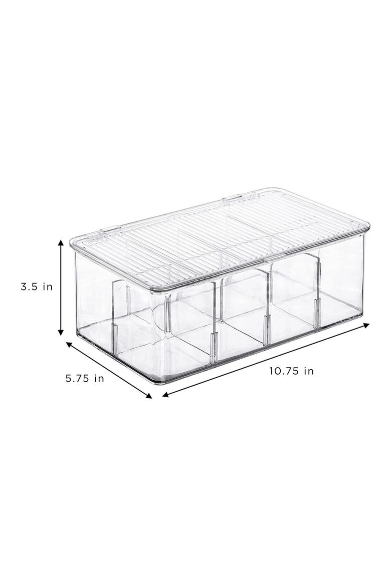 Set of 2 Fridge Organizer Bins with Lids, Alternate, color, CLEAR
