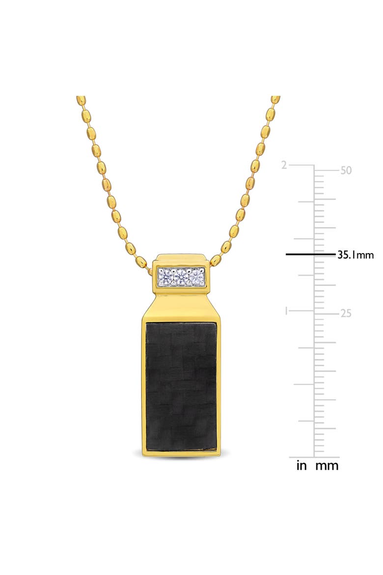 Carbon Fiber Lab-Created White Sapphire Necklace, Alternate, color, Yellow-Plated Sterling Silver