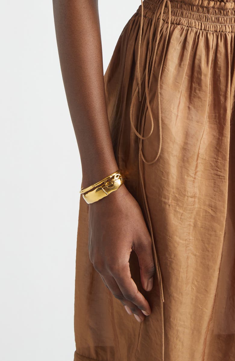 Saint Laurent YSL Hammered Cutout Cuff Bracelet, Alternate, color, 