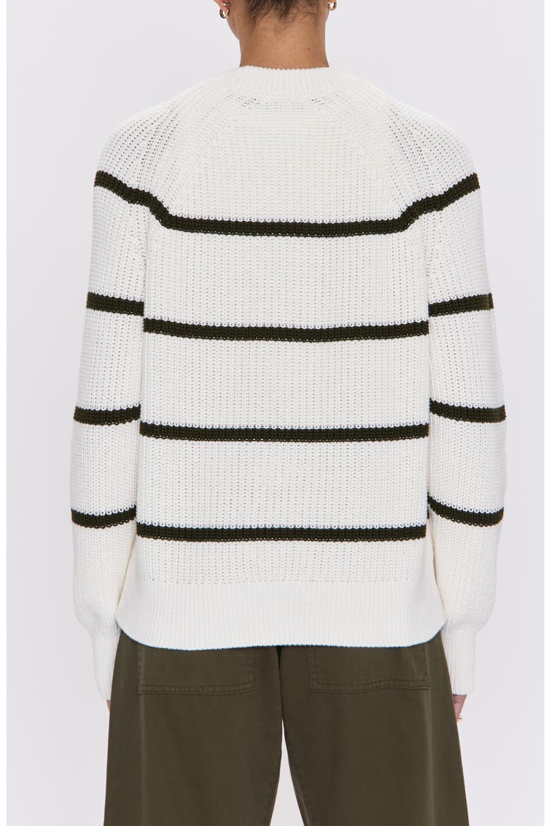 Edie Stripe Cotton Sweater, Alternate, color, OLIVE STRIPE