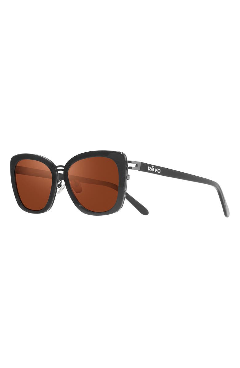 Revo Eva 63mm Polarized Wrap Sunglasses, Alternate, color, Black