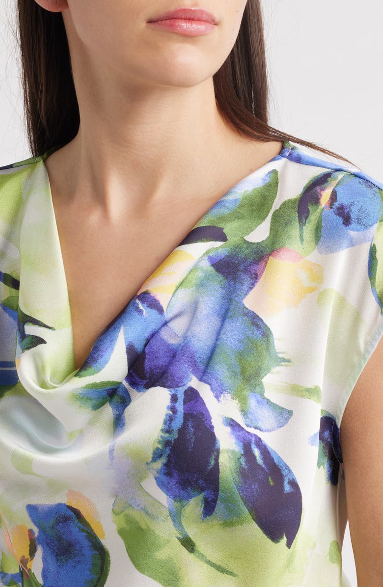 Tahari ASL Watercolor Cowl Neck Satin Top, Alternate, color, 