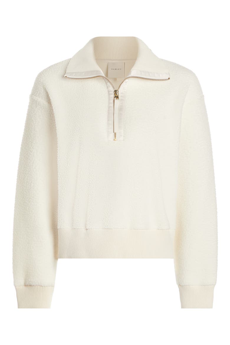 Roselle Recycled Polyester Fleece Half Zip Pullover, Alternate, color, EGRET