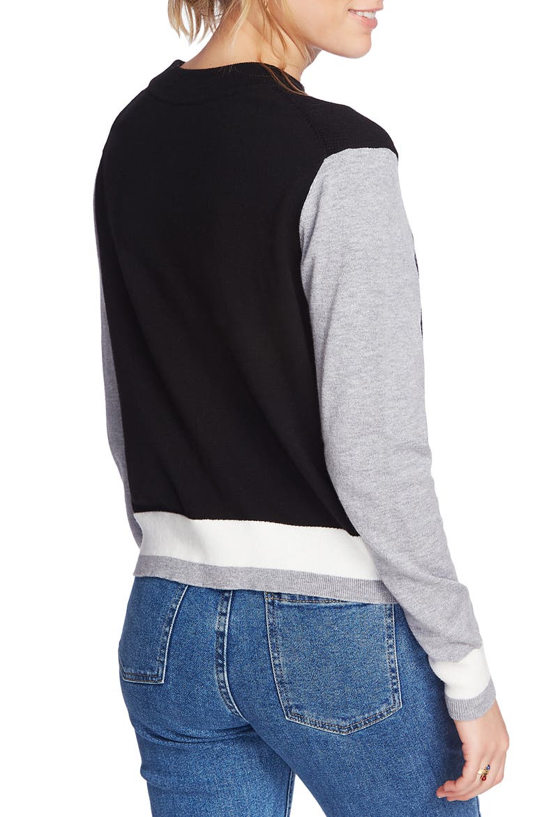 Colorblock Cotton Blend Sweater, Alternate, color, RICH BLACK