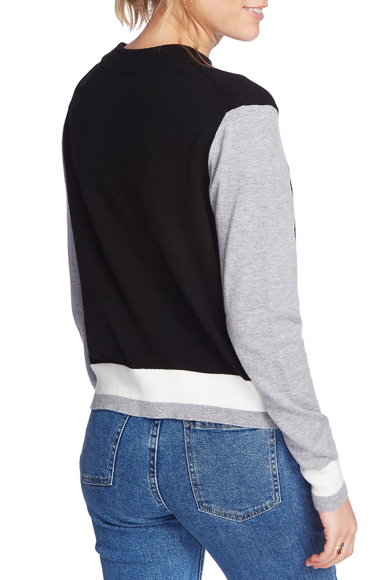 Court & Rowe Colorblock Cotton Blend Sweater, Alternate, color, Rich Black