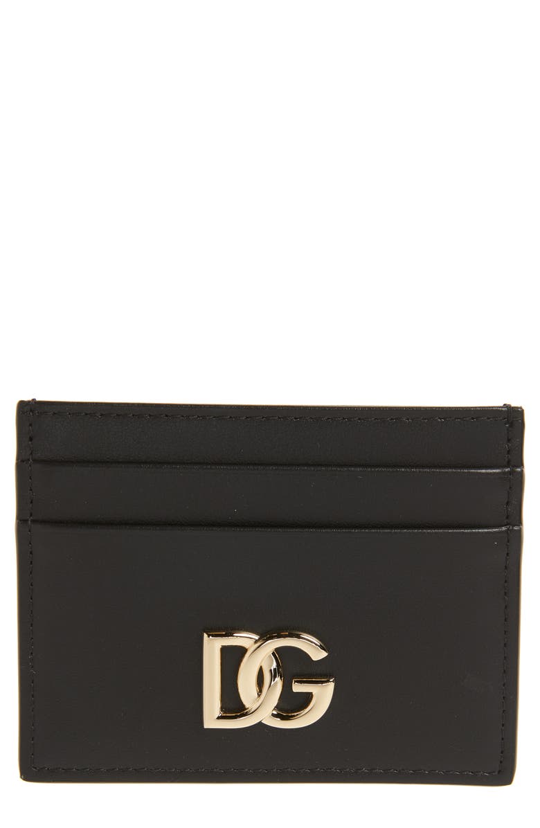 Dolce&Gabbana DG Logo Leather Card Case, Main, color, 80999 Black
