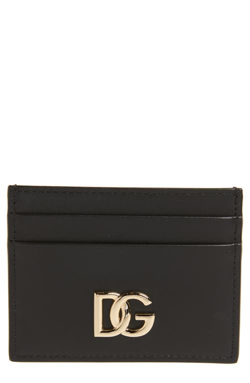 Dolce&Gabbana DG Logo Leather Card Case in 80999 Black at Nordstrom