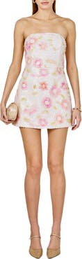 Endless Rose Floral Sequin Strapless Minidress