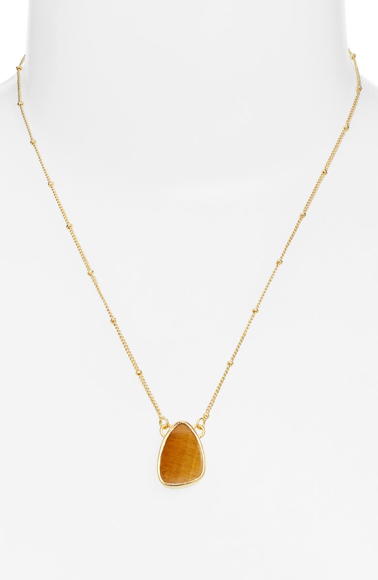 Kiara by Ki-ele Orion Tiger's Eye Pendant Necklace, Alternate, color, Gold