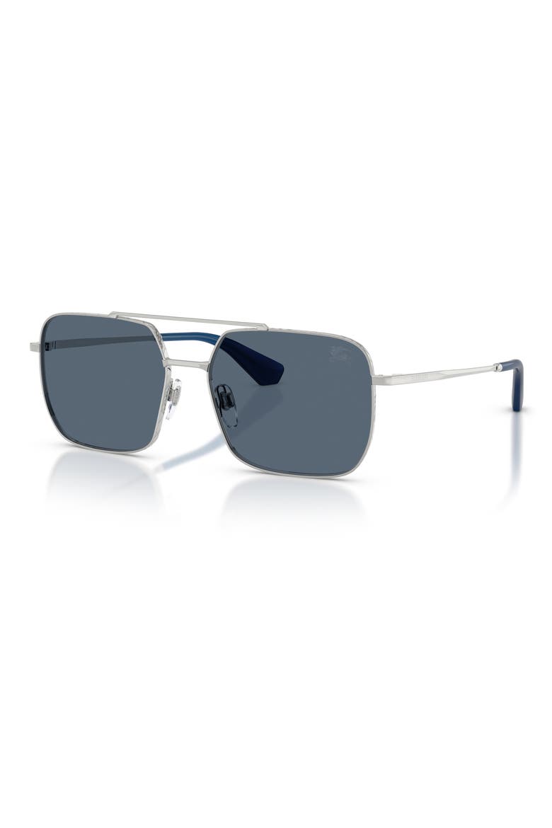 BE3179 57mm Polarized Pilot Sunglasses, Alternate, color, SILVER / BLUE POLAR