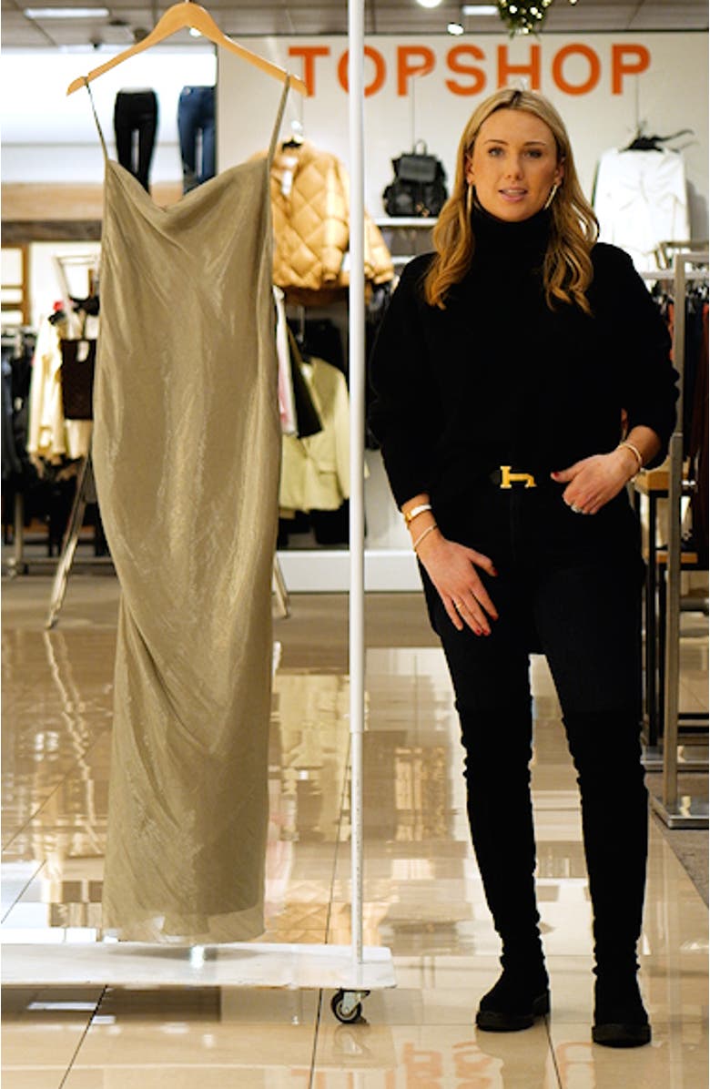 Fleur Cowl Neck Open Back Slipdress, sales video thumbnail