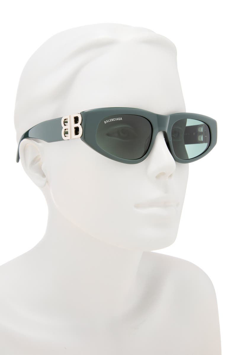 Balenciaga Novelty 53mm Cat Eye Sunglasses, Alternate, color, Green Silver Green