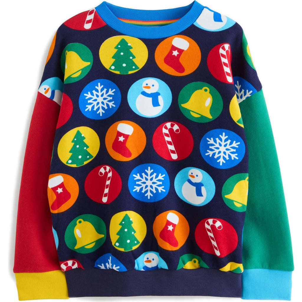 Shop Little Bird Kid's Christmas Print Cotton Sweatshirt In Blue