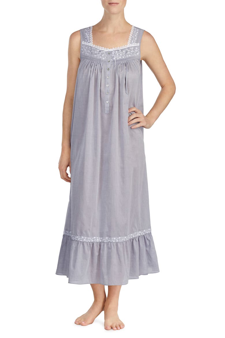 Chambray Nightgown, Main, color, CHARCOAL CHAMBRAY