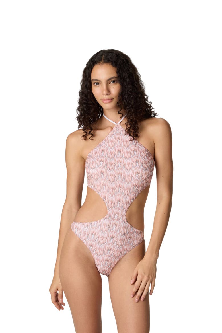 Trikini In Lamé Viscose With Foliage Motif, Main, color, Multicoloured