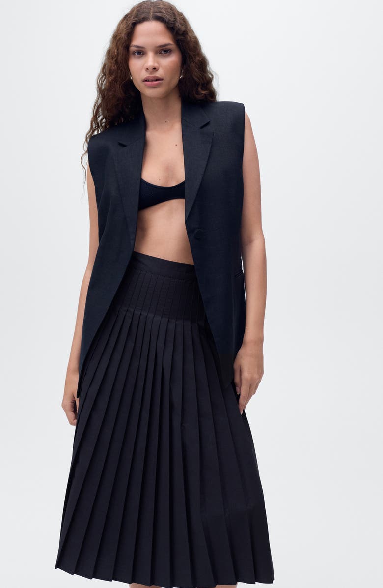 MANGO Pleated Midi Skirt, Alternate, color, Dark Navy