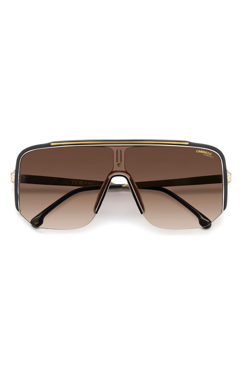 Carrera Eyewear 99mm Oversize Shield Sunglasses, Alternate, color, Black Gold/ Brown Gradient