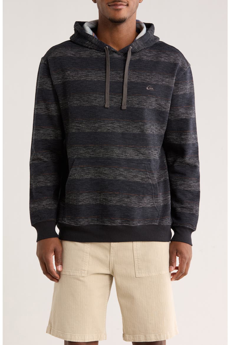 Steady Stripe Cotton Blend Hoodie, Main, color, BLACK