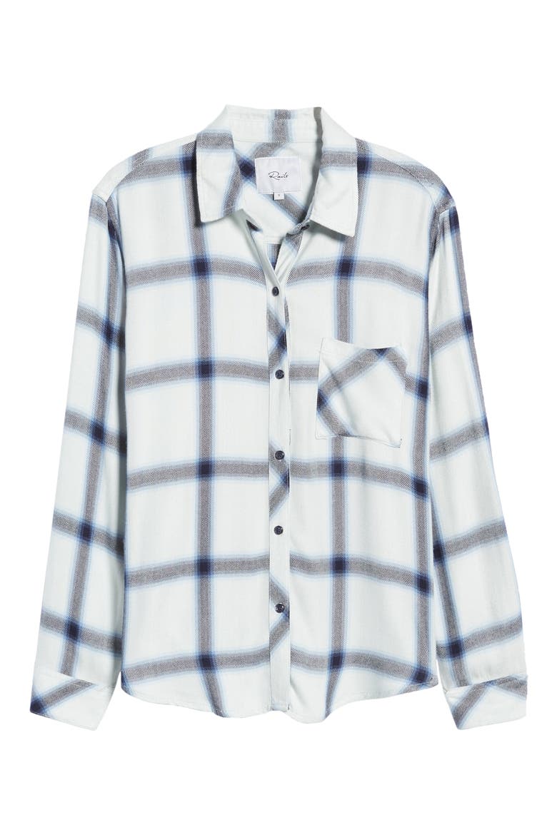 Hunter Plaid Button-Up Shirt, Alternate, color, WHITE GLACIER NAVY